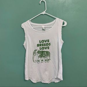 Love Breeds Love Elephant Muscle Tee white